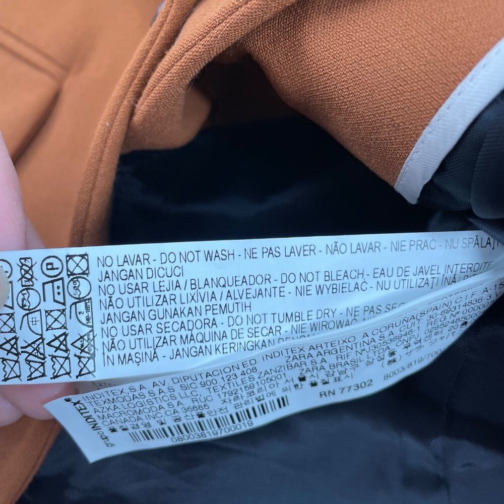 Zara Clay Brown Long Blazer Womens Size XS Classic Dark Academia Tailored - Picture 5 of 8